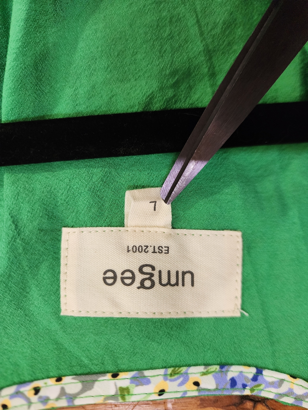 Umgee Bright Green Top with Floral Trim - Picture 3 of 6